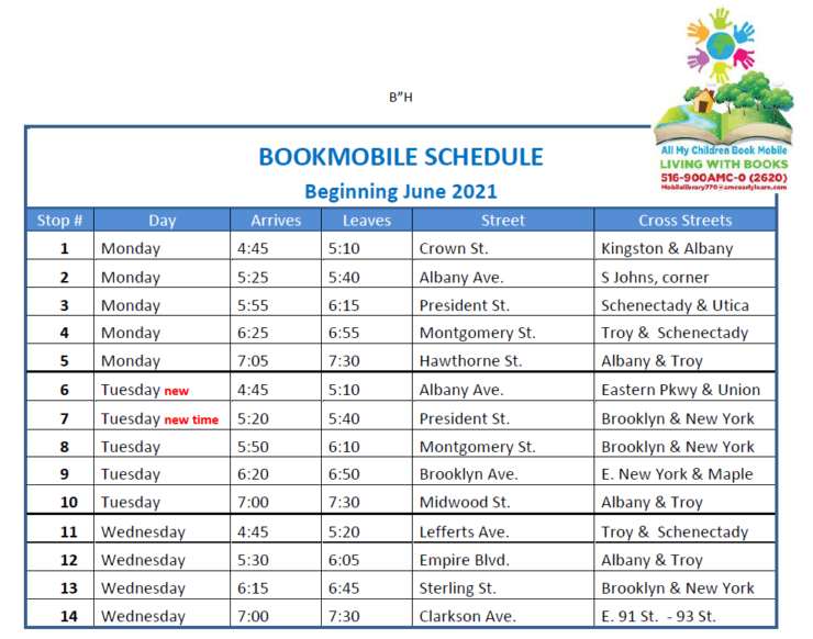 New Schedule for Bookmobile